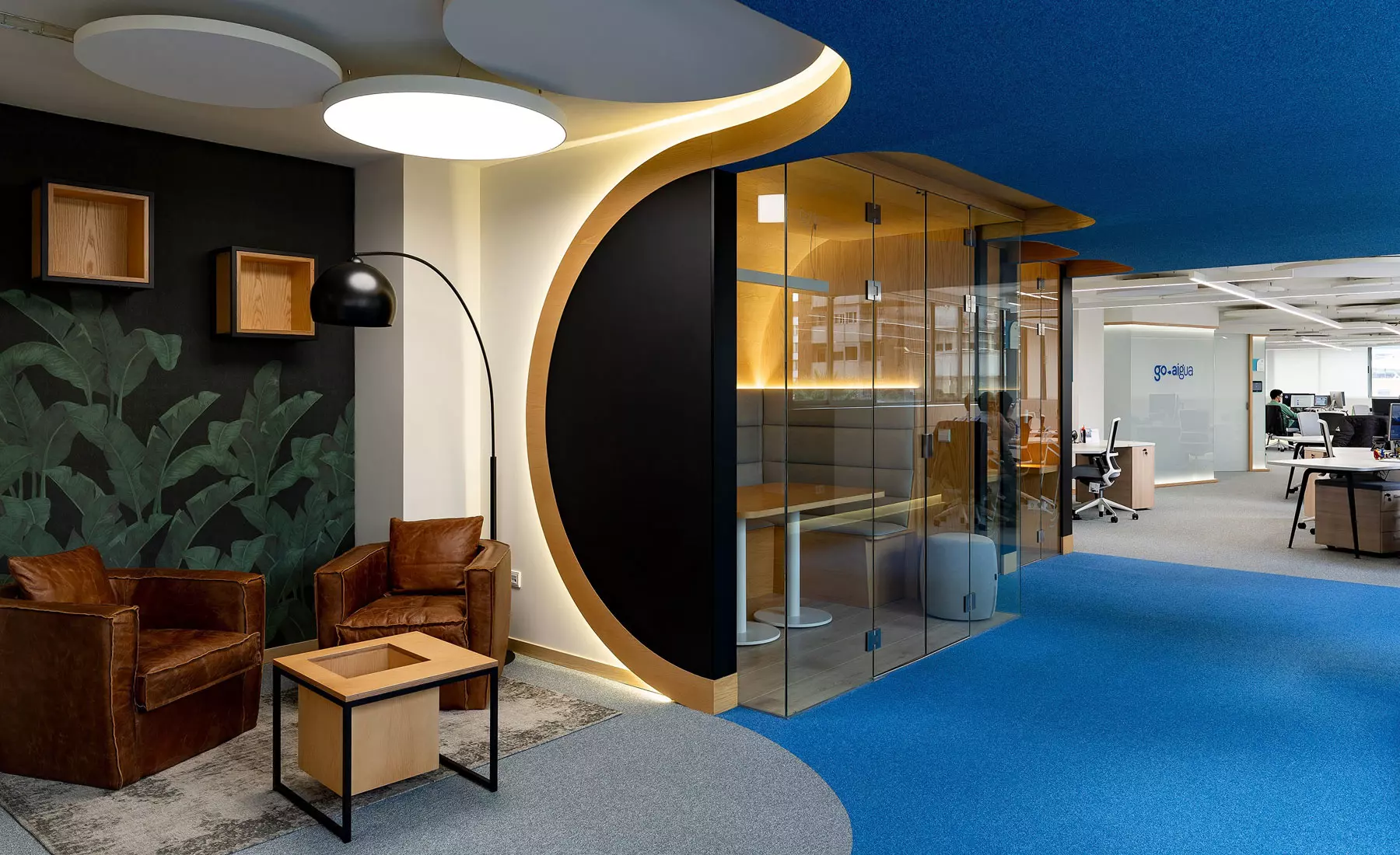 Modern office with a predominance of rounded forms