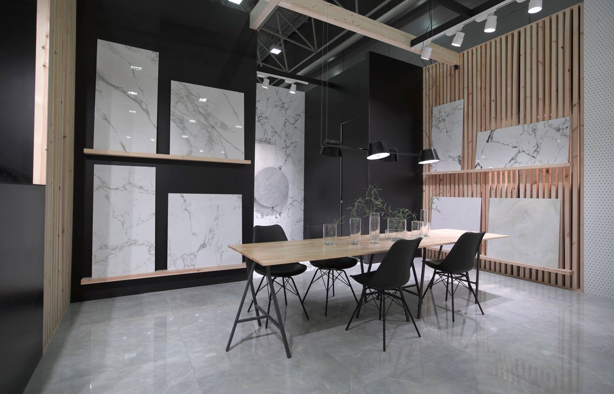 Stand para la marca de azulejos Museum en la feria Cersaie de Bolonia, Italia. Realizado por Robles Project Factory.