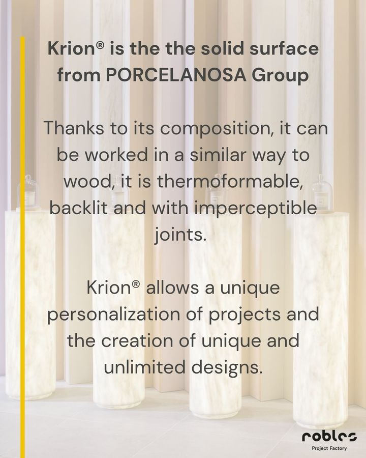 Krion, el solid surface de Porcelanosa Grupo: se trabaja como la madera, es termoformable y retroiluminable